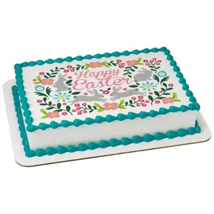Happy Floral Easter Bunnies Cake
