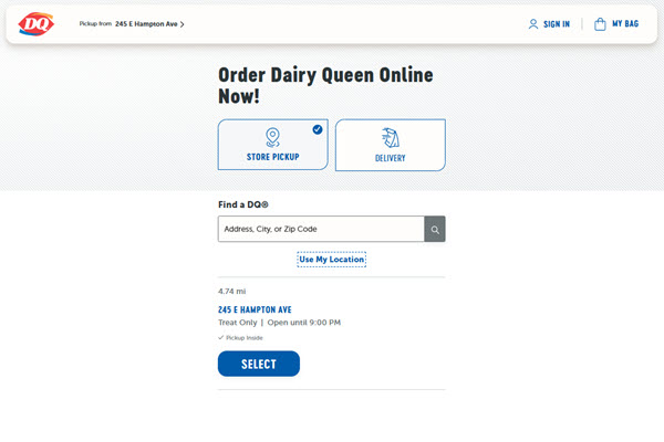 Dairy Queen Online Ordering